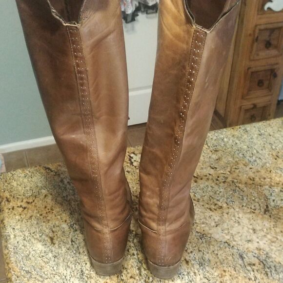 KORK-EASE TALL Brown Leather Low Heel Knee High BOOTS US 9 EU 40.5 - Picture 9 of 12